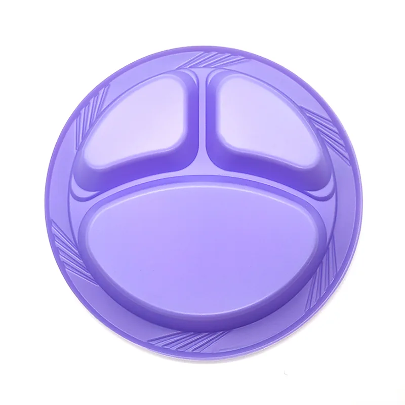 10 tum 3-fack engångs rund plastplatta