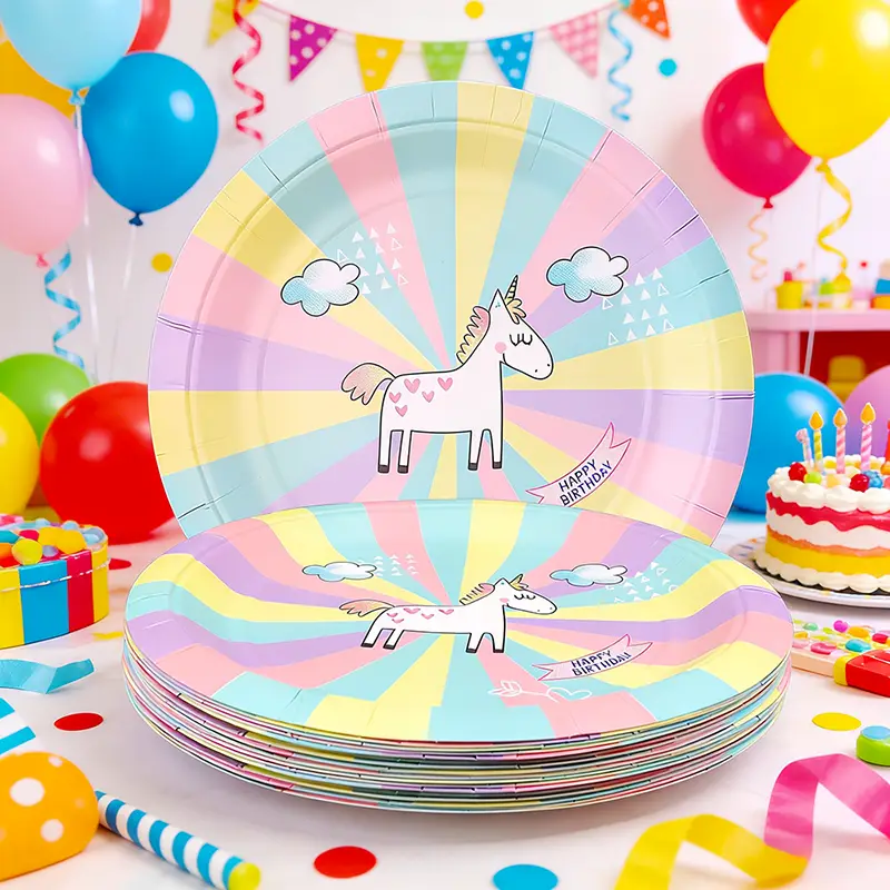 7 tums rund papperstallrik för engångsbruk